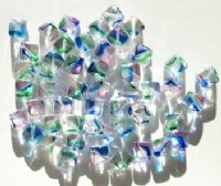50 8mm Diagonal Hole Crystal Rainbow Cube Beads